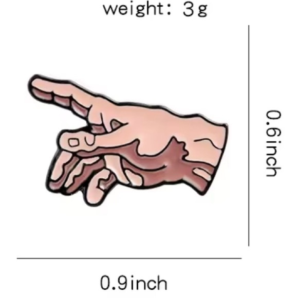 Women’s Jewelry Fashion Stylish Hand Gesture Enamel Pin - Pink, Tan, and Black - Picture 2 of 3